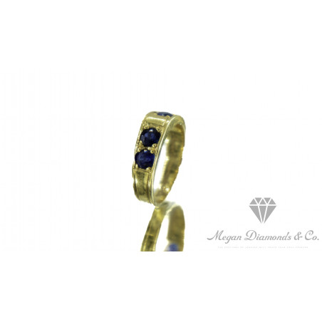 Yellow Gold Ring Ocean Storm