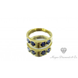 Yellow Gold Ring Ocean Storm