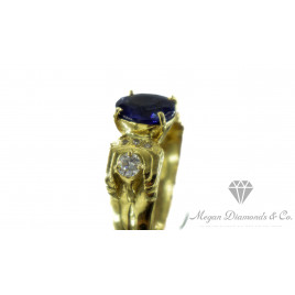 Yellow Gold Ring Unique Blue Sapphire