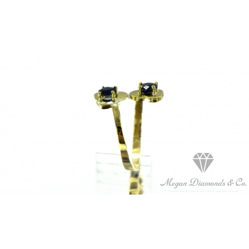 Yellow Gold Ring Two Hearts