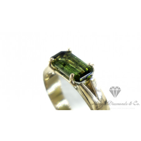 Yellow Gold Ring Green Tourmaline