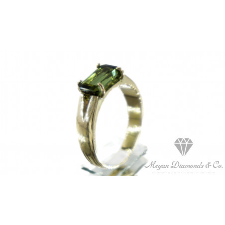 Yellow Gold Ring Green Tourmaline