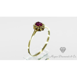 Yellow Gold Ring Ruby Shell