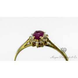 Yellow Gold Ring Ruby Shell