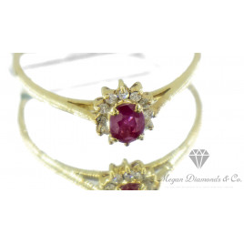 Yellow Gold Ring Ruby Shell