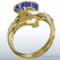 Yellow Gold Ring Unique Blue Sapphire Pear of Ocean