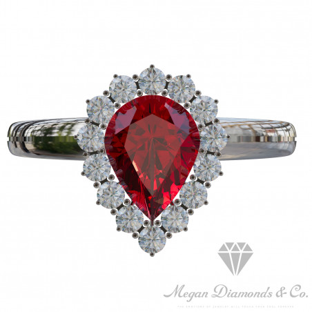 Red ruby tear Ring