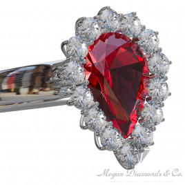 Red ruby tear Ring