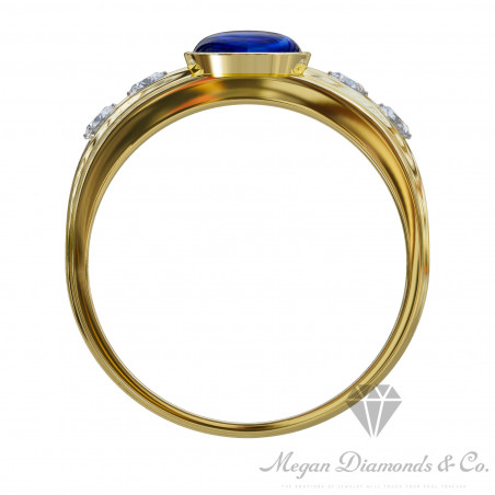 Star Sapphire Gentleman Ring Yellow Gold
