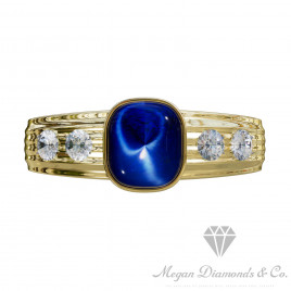 Star Sapphire Gentleman Ring Yellow Gold
