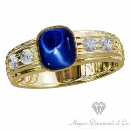 Star Sapphire Gentleman Ring Yellow Gold