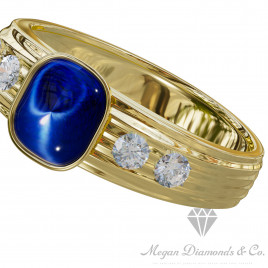 Star Sapphire Gentleman Ring Yellow Gold