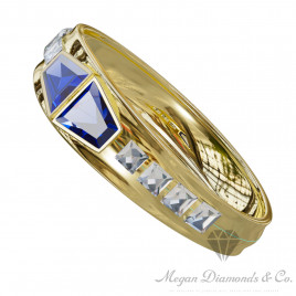 Man Double Sapphire Ring with Diamonds
