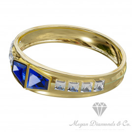 Man Double Sapphire Ring with Diamonds