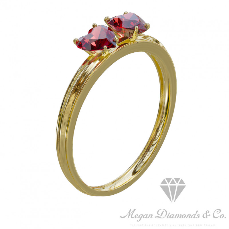 Two Hearts of Ruby Ring
