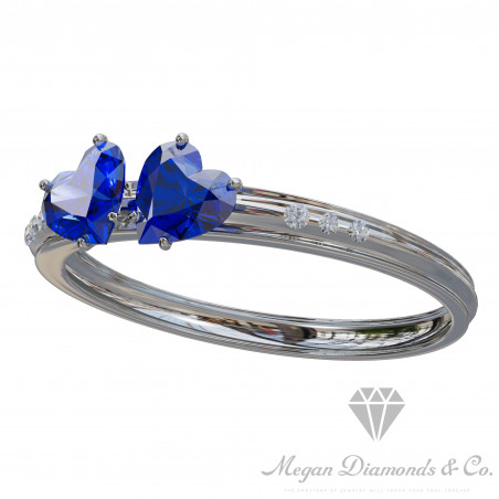 Two Hearts of Sapphire Ring