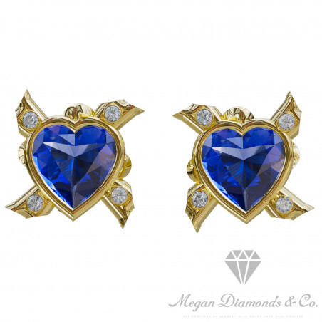 Heart Sapphire Earrings with diamonds