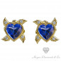Heart Sapphire Earrings with diamonds