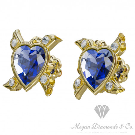 Heart Sapphire Earrings with diamonds