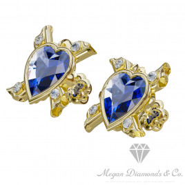 Heart Sapphire Earrings with diamonds
