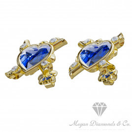 Heart Sapphire Earrings with diamonds