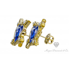 Heart Sapphire Earrings with diamonds