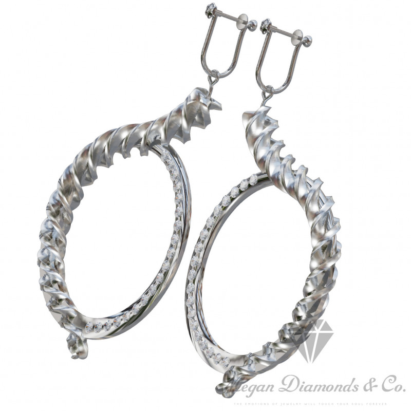 RoundSpiral White Sapphire Earrings