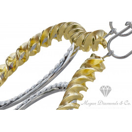 RoundSpiral White Sapphire Combined Gold Yellow - White Earrings