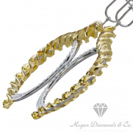 RoundSpiral White Sapphire Combined Gold Yellow - White Earrings