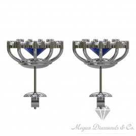 Sapphire Flower Earrings with Diamonds