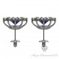 Sapphire Flower Earrings with Diamonds