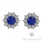 Sapphire Flower Earrings with Diamonds