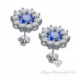 Sapphire Flower Earrings with Diamonds