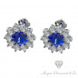 Sapphire Flower Earrings with Diamonds