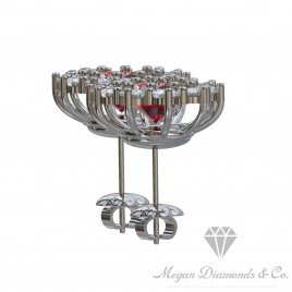 Ruby Flower Earrings with Diamonds